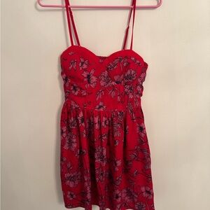 Red Floral Spaghetti Strap Dress